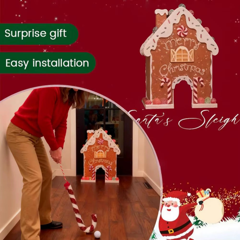 Gingerbread Golf Set Festive Party Decorations Festive Gingerbread Golf Game Set for Christmas Parties Indoor Miniature for Kids